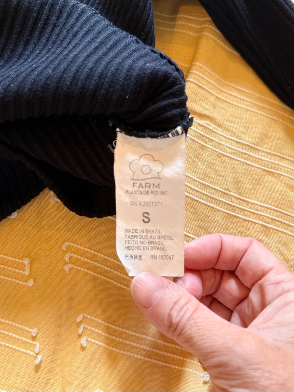 FARM Rio Black Ribbed Long-Sleeve Cropped Tee - Picture 5 of 5